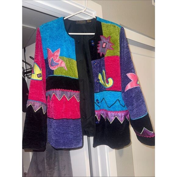 Allure Jackets & Blazers - Allure Multicolor Patchwork Floral Velvet Jacket